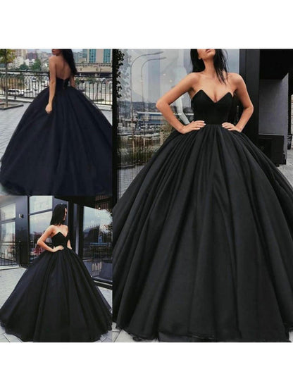 Black Wedding Dresses Satin Princess Floor Length Bridal Dress