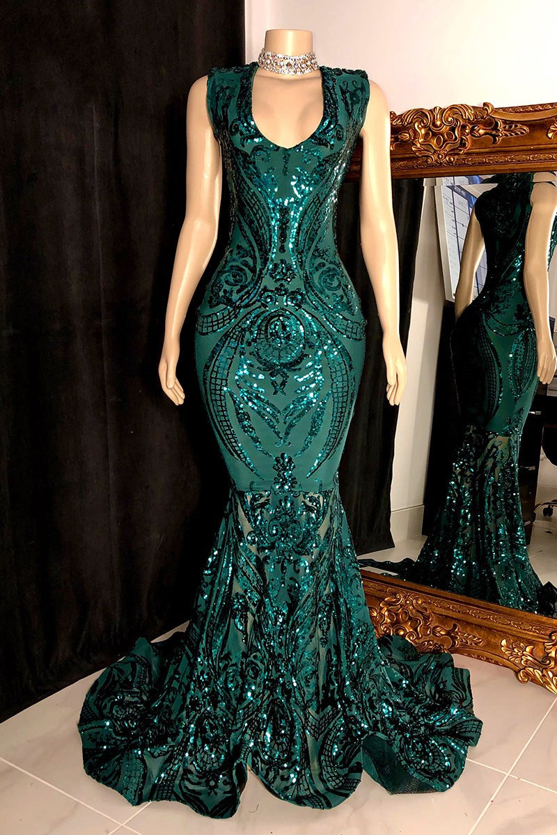 Bling Red Appliques V-Neck Sleeveless Prom Dress