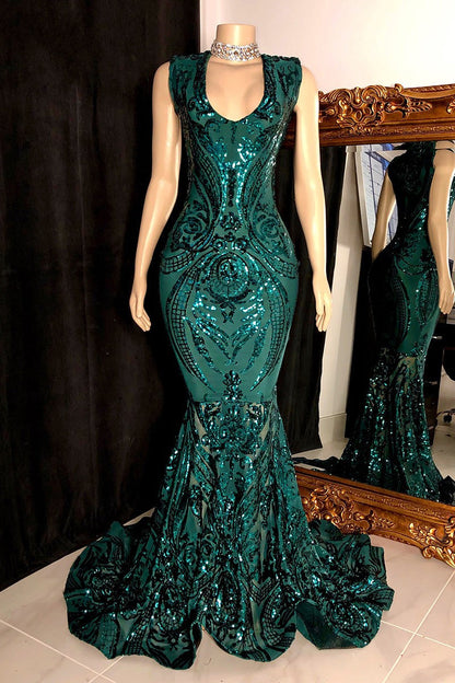 Bling Red Appliques V-Neck Sleeveless Prom Dress