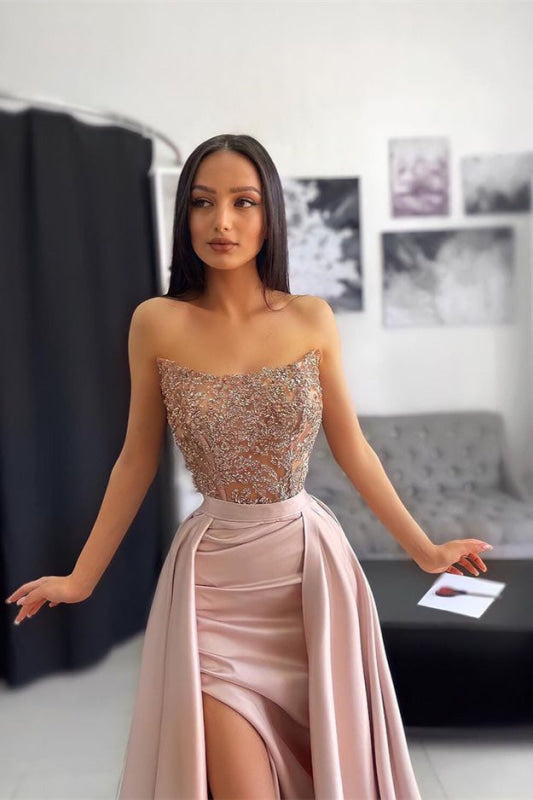 Blush Pink Off-the-Shoulder Prom Dress with Elegant Applique Details