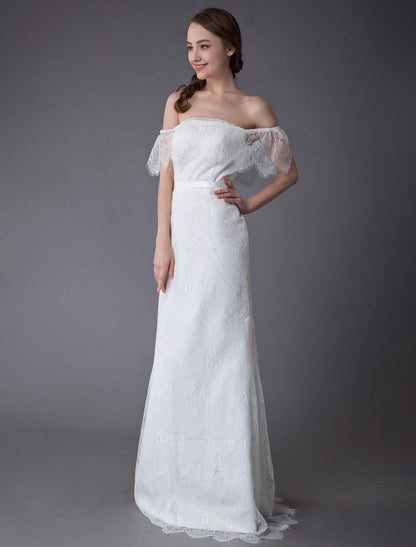Boho Lace Wedding Dresses Off Shoulder Bridal Dress Beach Wedding Gowns