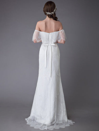 Boho Lace Wedding Dresses Off Shoulder Bridal Dress Beach Wedding Gowns