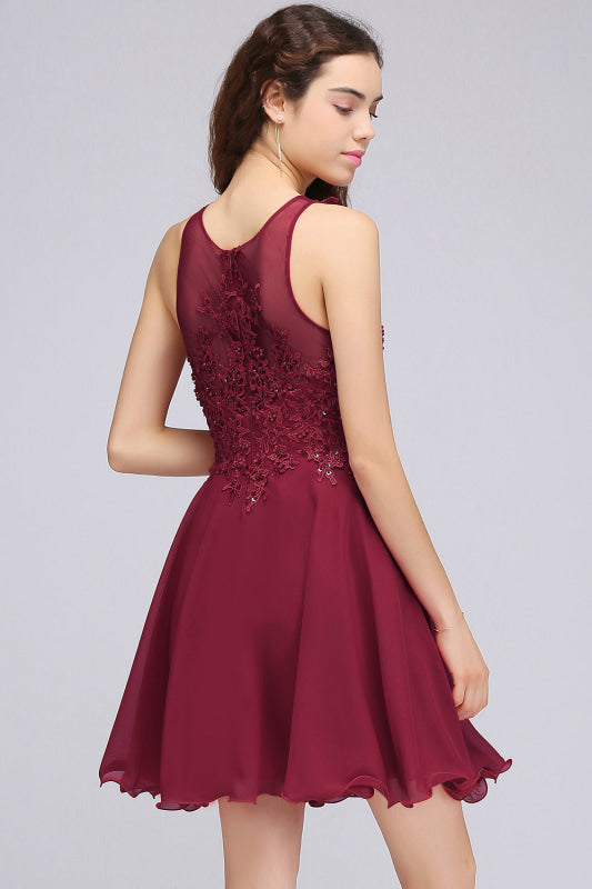 Bridelily Lovely Lace Short Bridesmaid Dress with Appliques