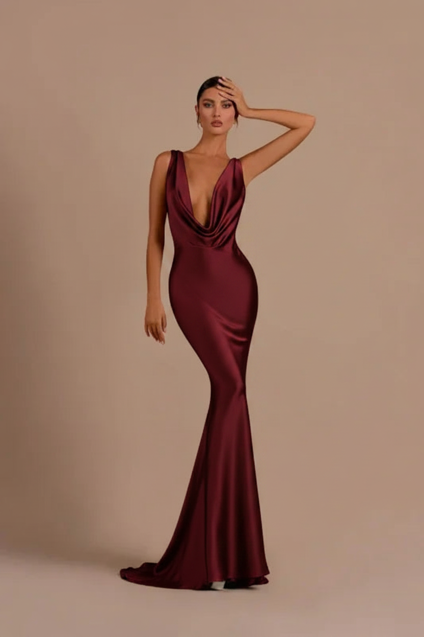 Elegant Champagne Mermaid Prom Dress Long Slimming with Ruffles