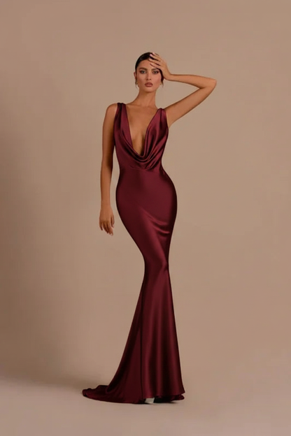 Elegant Champagne Mermaid Prom Dress Long Slimming with Ruffles