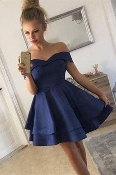 Off the shoulder Burgundy Short Homecoming Dress