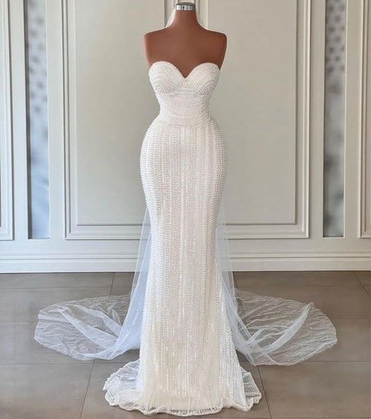 White, Luxurious, Elegant, And Exquisite Long Evening Gown/Wedding Dss/Bridreal Gown gh6873