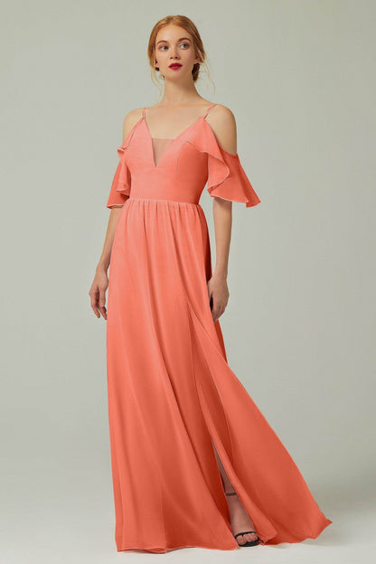 A-Line Floor Length Chiffon Bridesmaid Dress CB0236