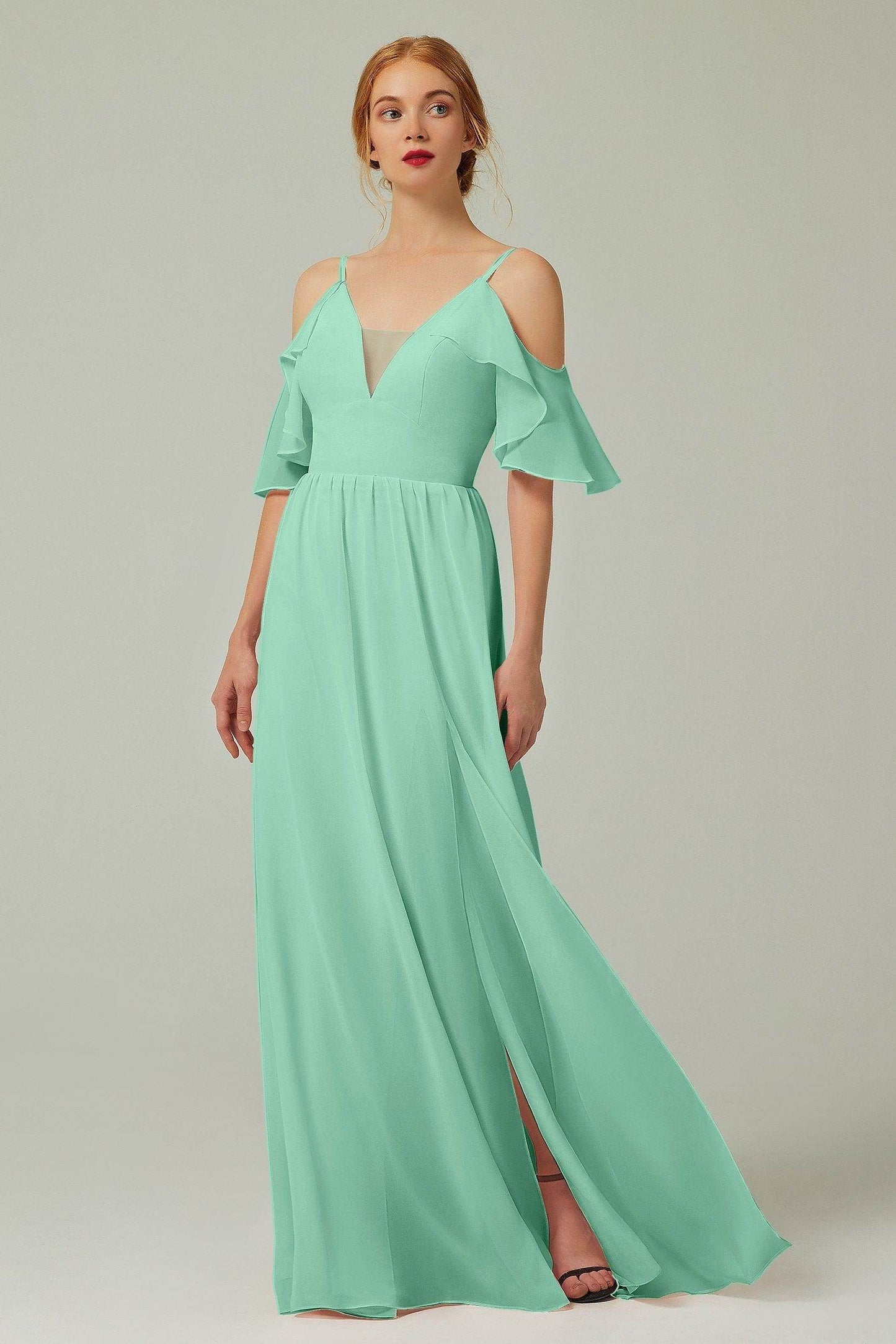 A-Line Floor Length Chiffon Bridesmaid Dress CB0236