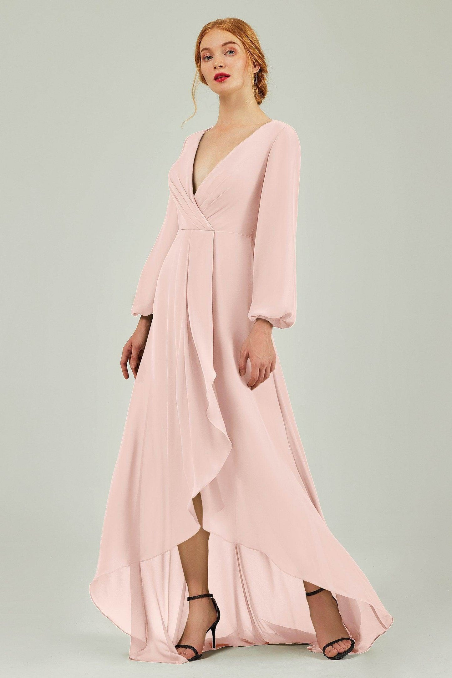 Asymmetrical Sweep-Brush Chiffon Bridesmaid Dress Formal Dresses CB0239
