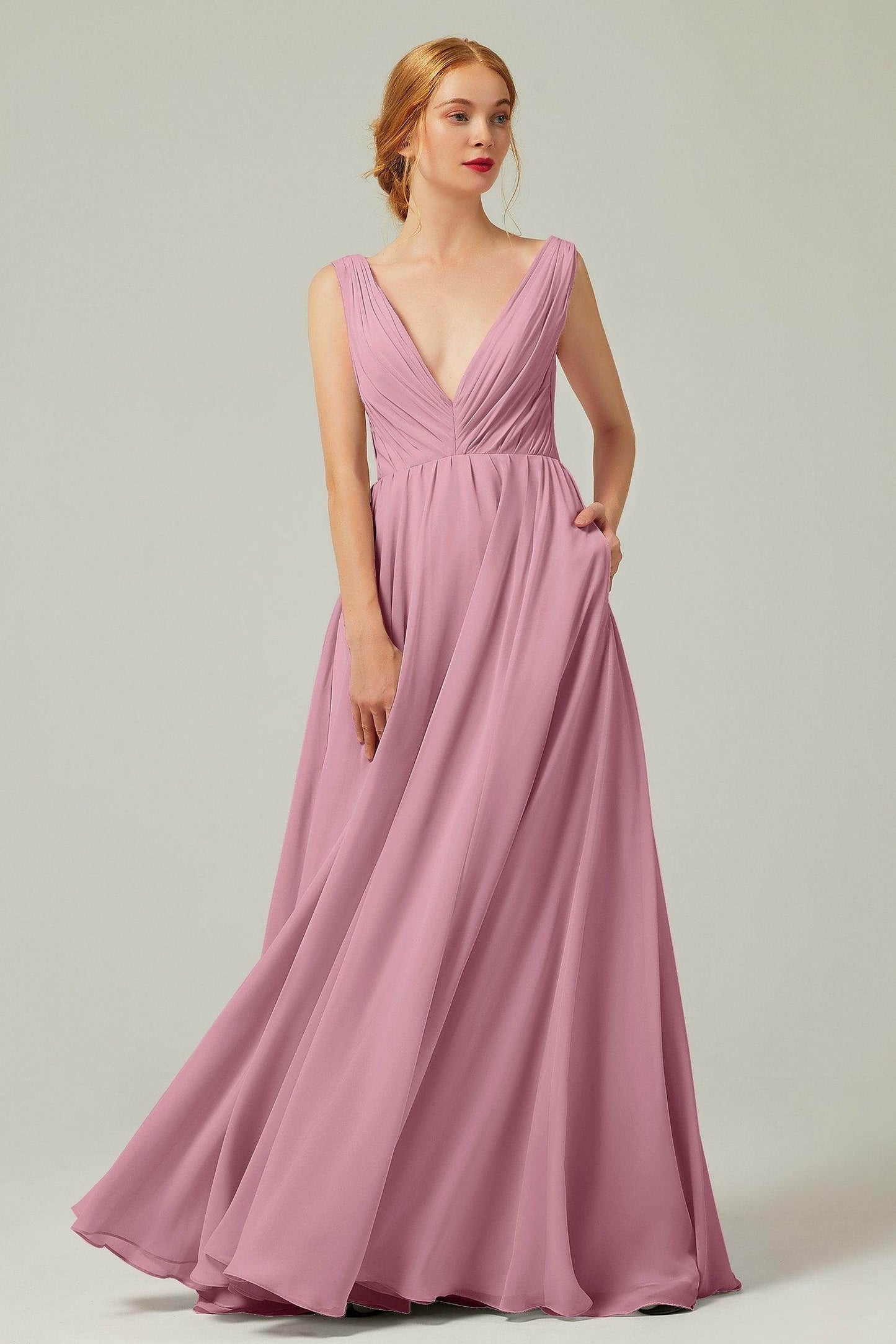 A-Line Floor Length Chiffon Bridesmaid Dress CB0245