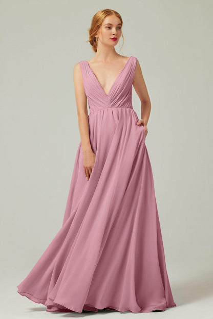 A-Line Floor Length Chiffon Bridesmaid Dress CB0245