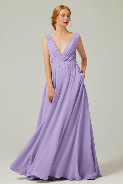 A-Line Floor Length Chiffon Bridesmaid Dress CB0245