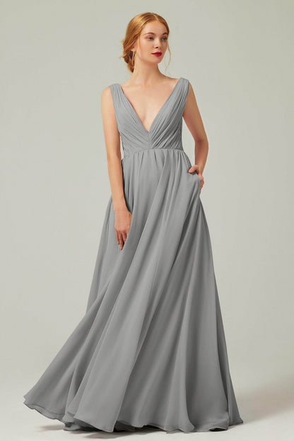 A-Line Floor Length Chiffon Bridesmaid Dress CB0245