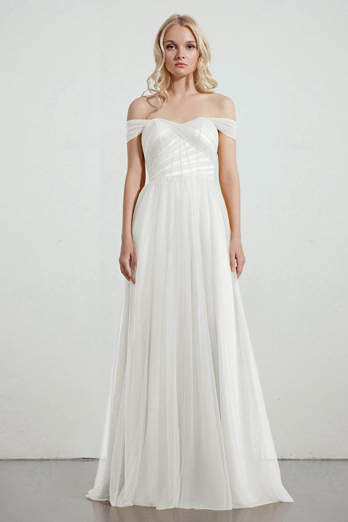 A-Line Tulle/Elastic Silk like Satin Bridesmaid Dress CB0261