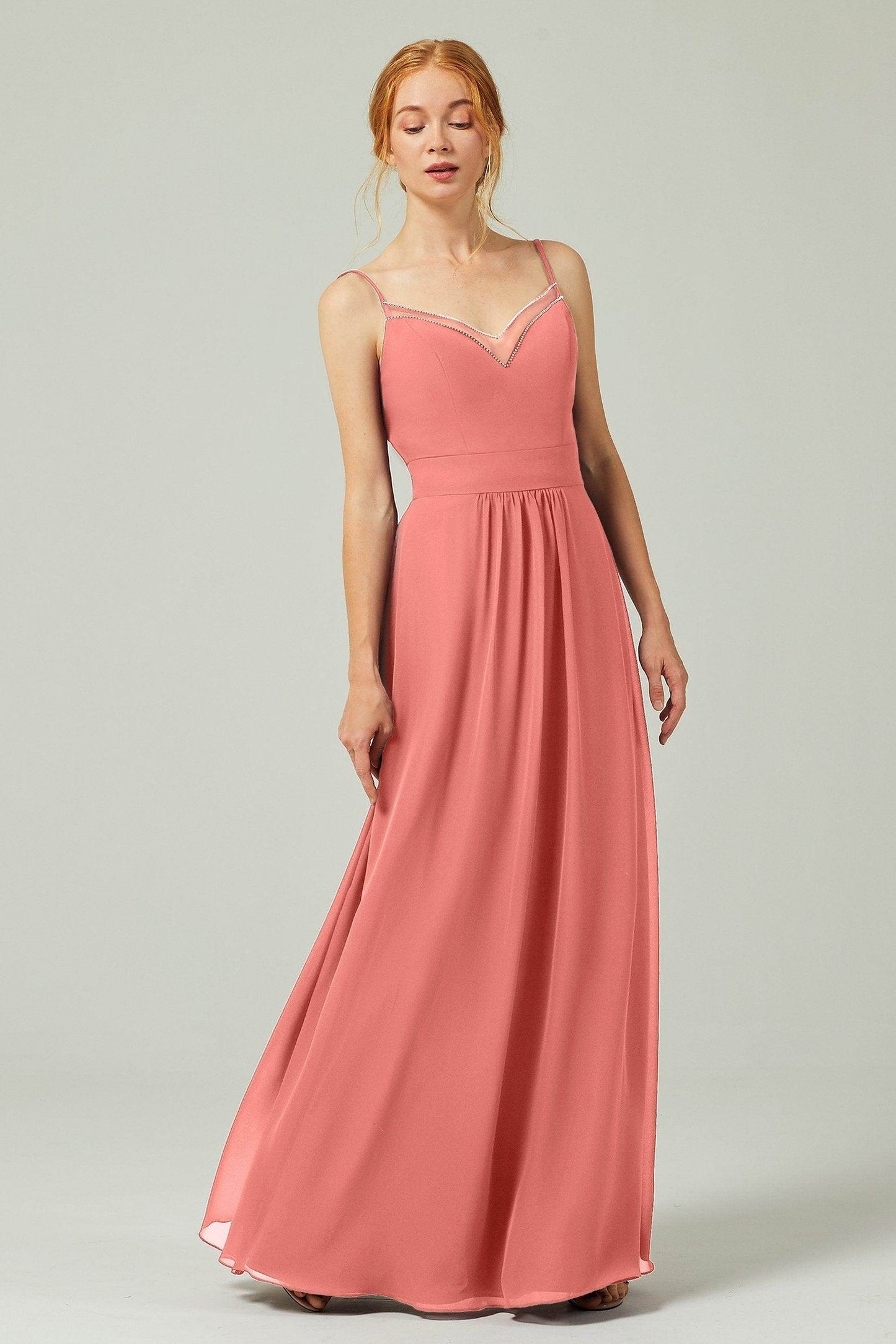A-Line Floor Length Chiffon Bridesmaid Dress CB0293
