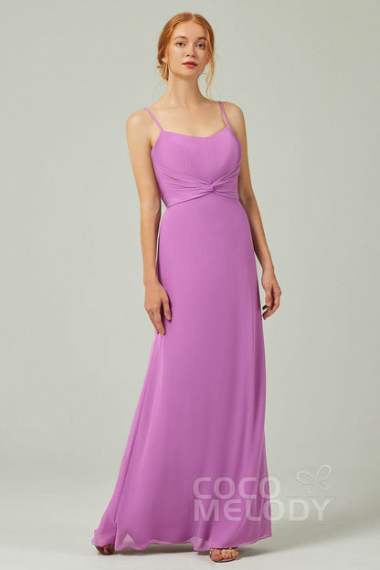 Sheath-Column Floor Length Chiffon Bridesmaid Dress CB0294