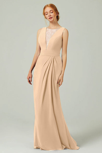 Sheath-Column Floor Length Chiffon Bridesmaid Dress Formal Dresses CB0297