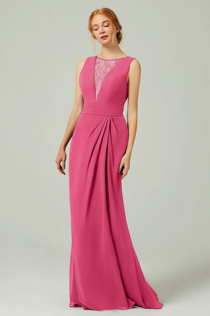 Sheath-Column Floor Length Chiffon Bridesmaid Dress Formal Dresses CB0297