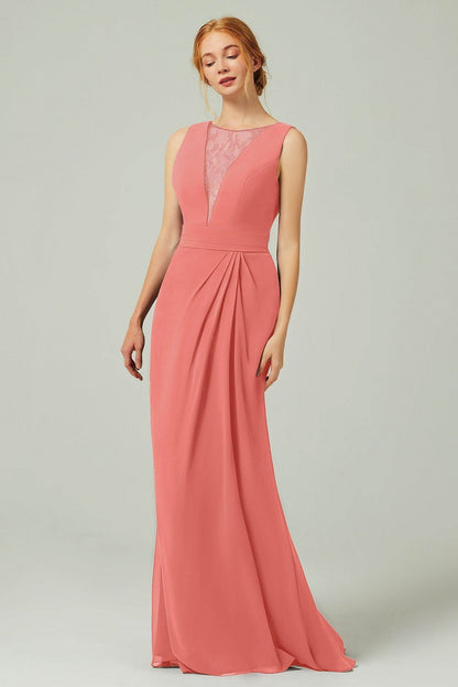 Sheath-Column Floor Length Chiffon Bridesmaid Dress Formal Dresses CB0297
