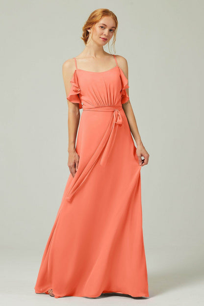 A-Line Floor Length Chiffon Bridesmaid Dress CB0299