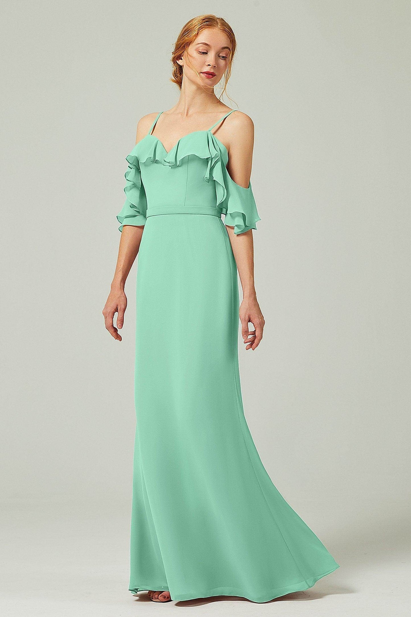 Sheath-Column Floor Length Chiffon Bridesmaid Dress CB0301