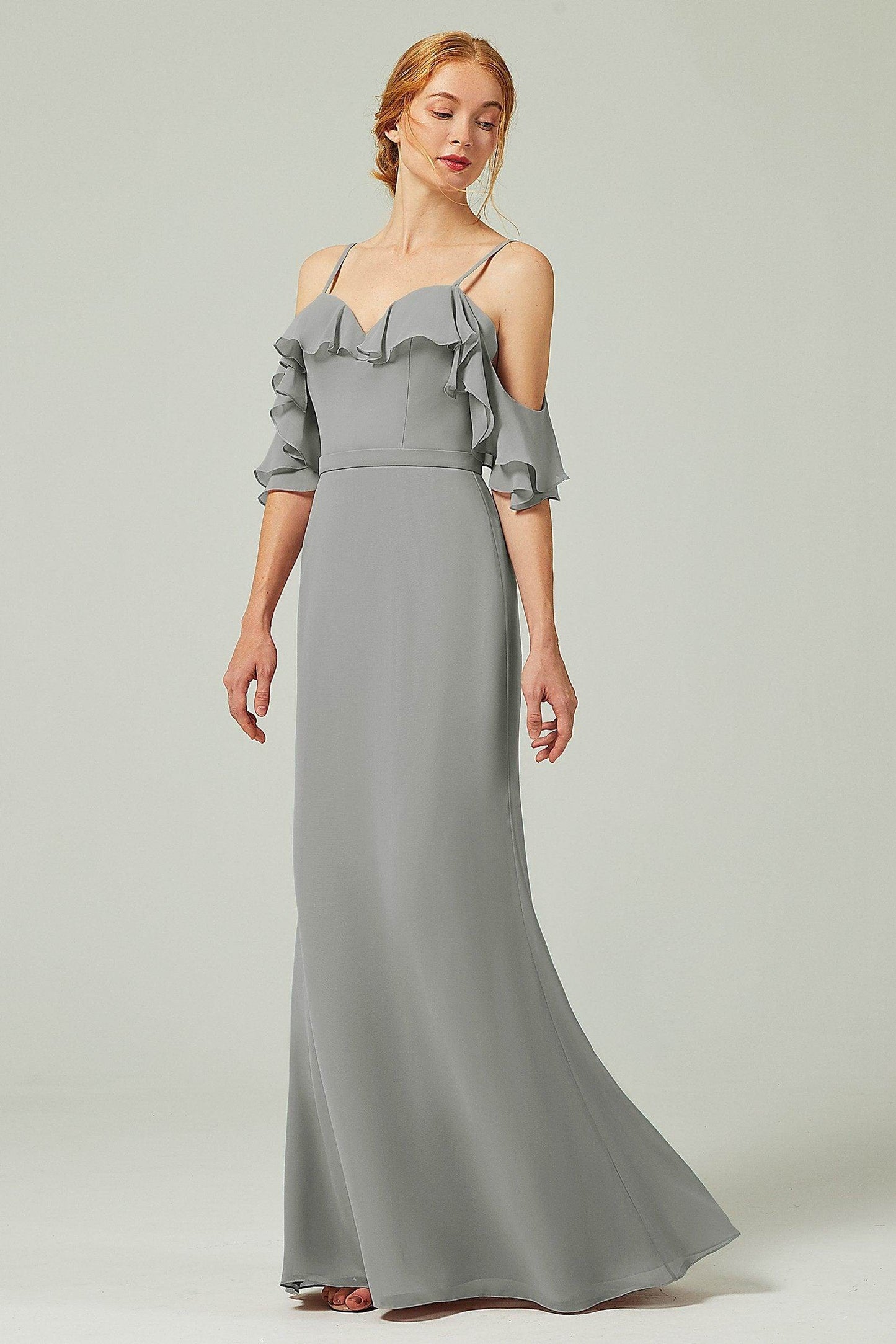 Sheath-Column Floor Length Chiffon Bridesmaid Dress CB0301