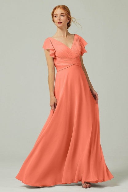 A-Line Floor Length Chiffon Bridesmaid Dress CB0302