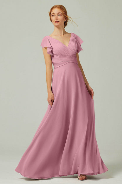 A-Line Floor Length Chiffon Bridesmaid Dress CB0302PS