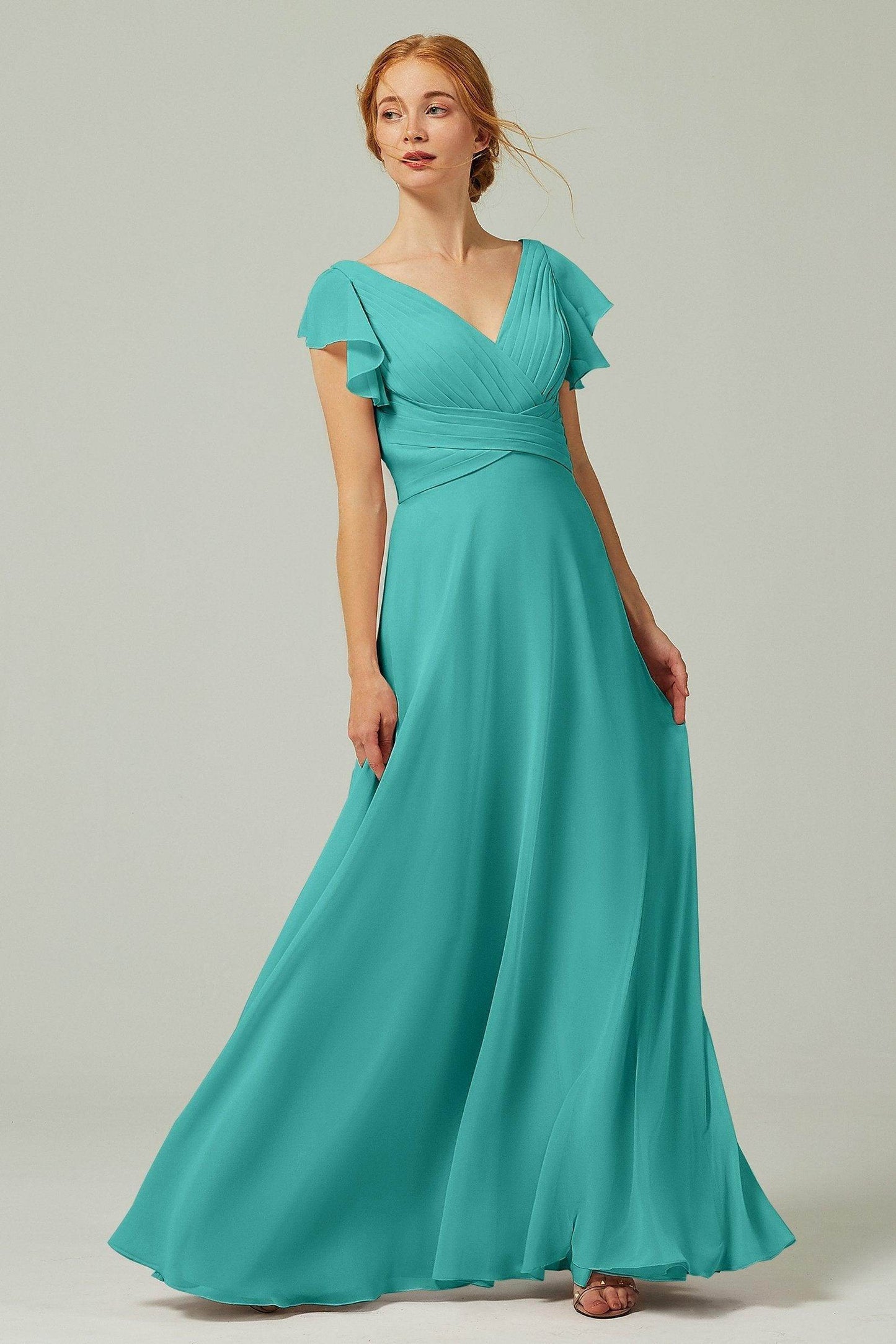 A-Line Floor Length Chiffon Bridesmaid Dress CB0302