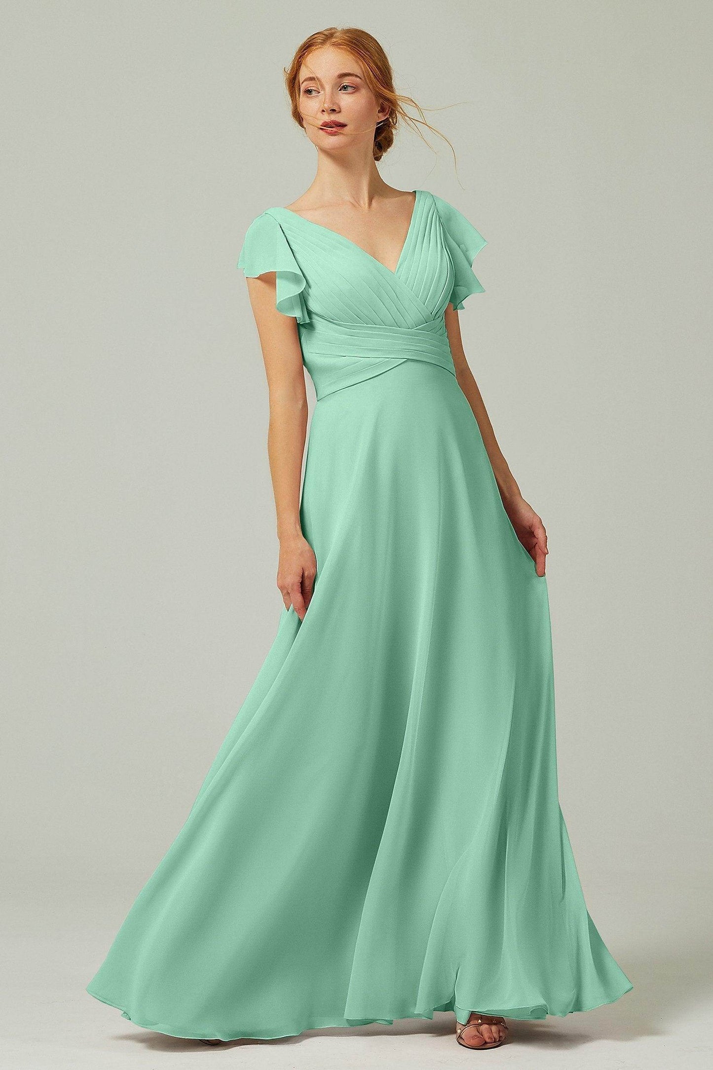 A-Line Floor Length Chiffon Bridesmaid Dress CB0302
