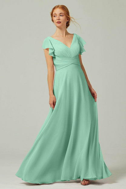 A-Line Floor Length Chiffon Bridesmaid Dress CB0302