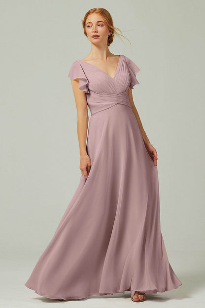 A-Line Floor Length Chiffon Bridesmaid Dress CB0302PS
