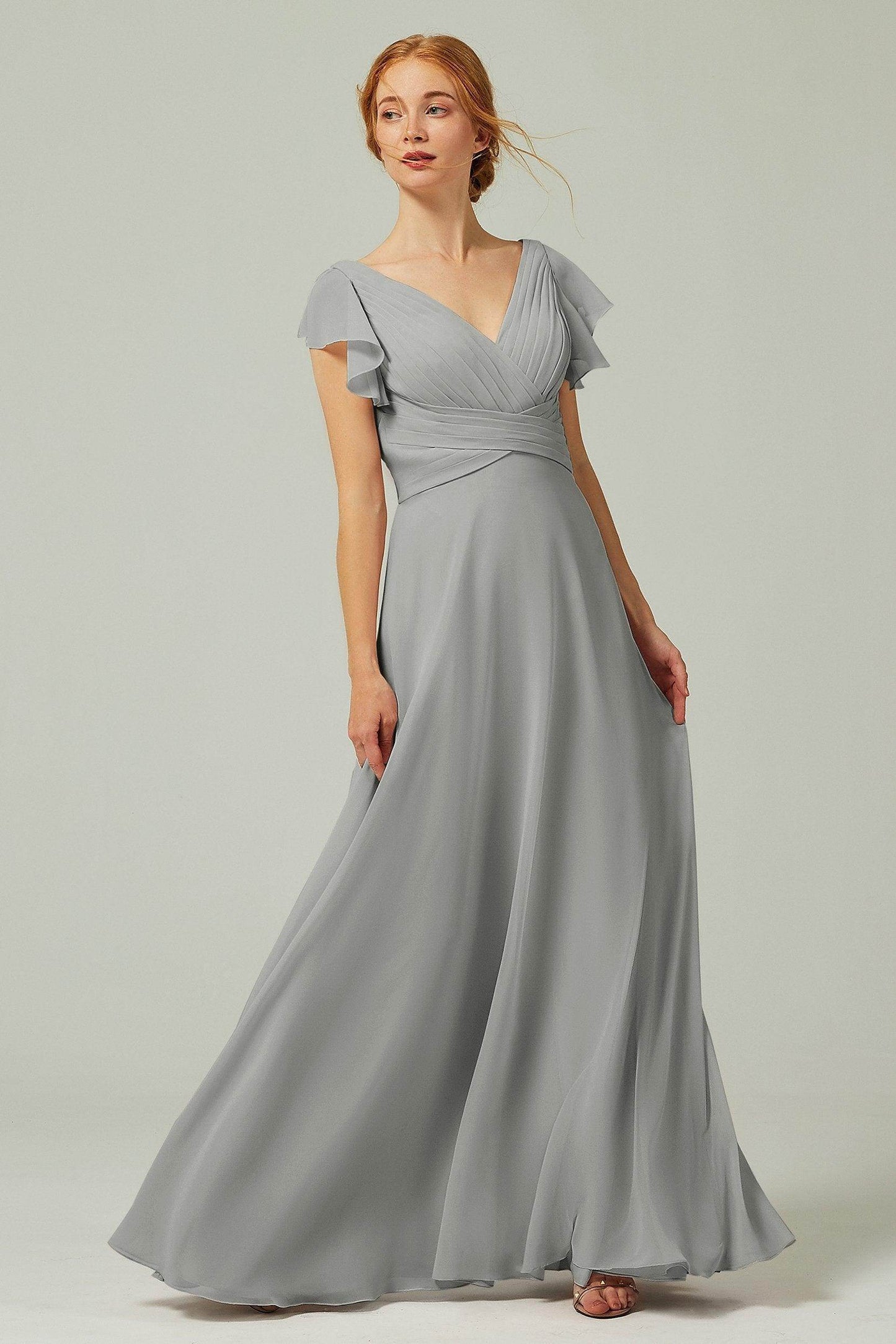 A-Line Floor Length Chiffon Bridesmaid Dress CB0302