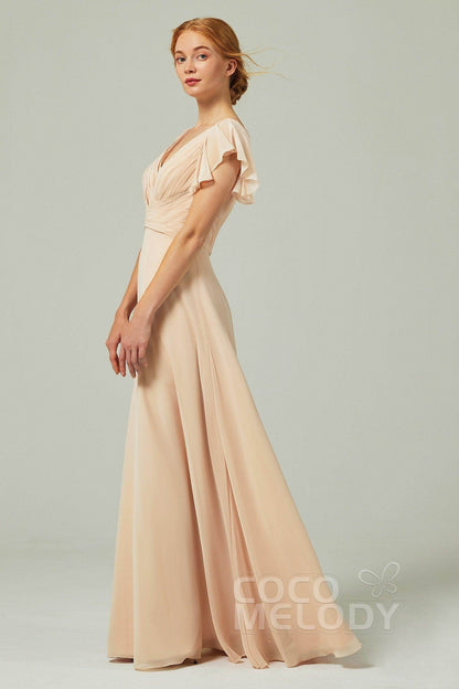 A-Line Floor Length Chiffon Bridesmaid Dress CB0302