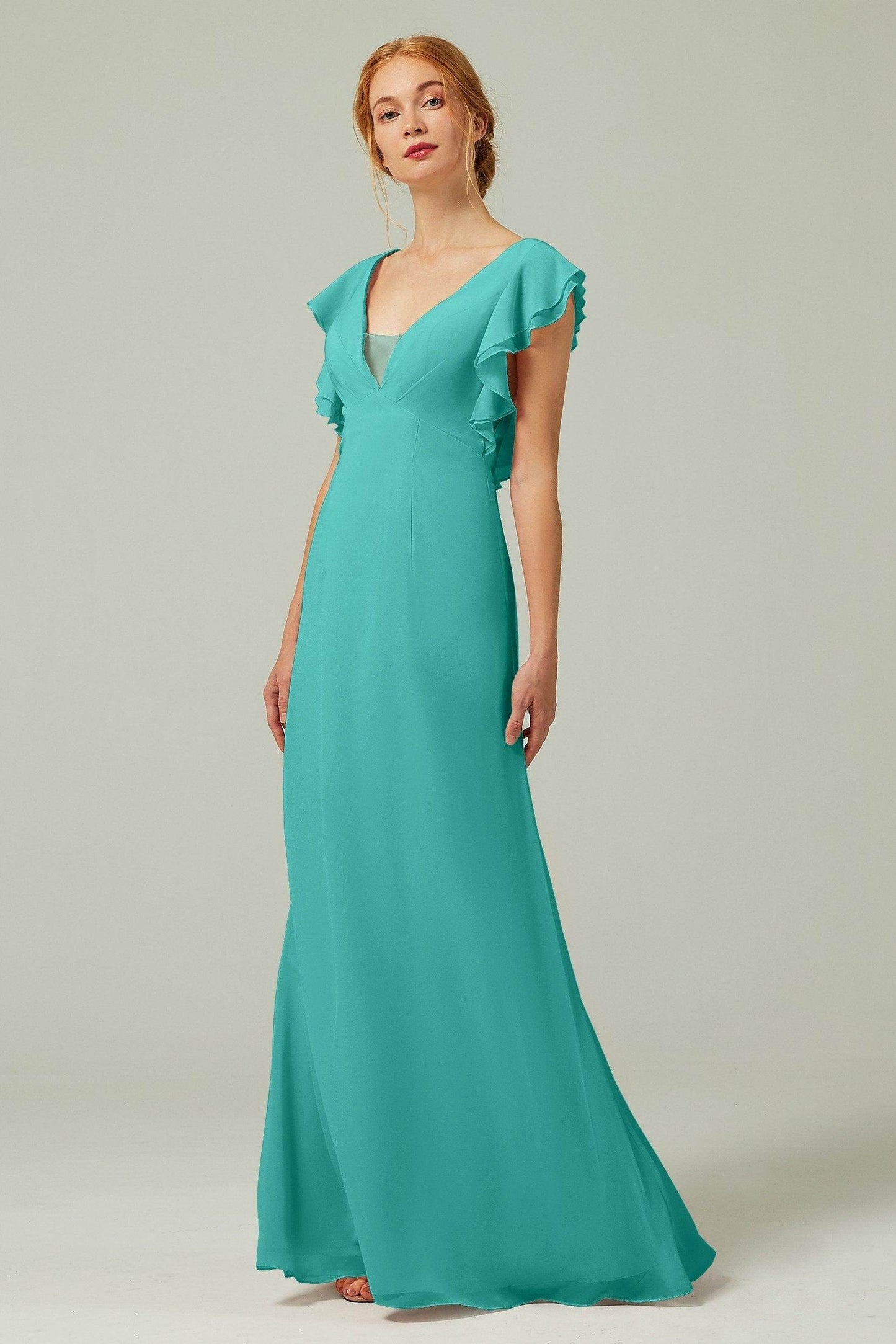 Sheath-Column Floor Length Chiffon Bridesmaid Dress CB0304