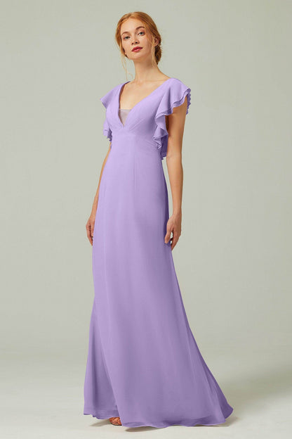 Sheath-Column Floor Length Chiffon Bridesmaid Dress CB0304