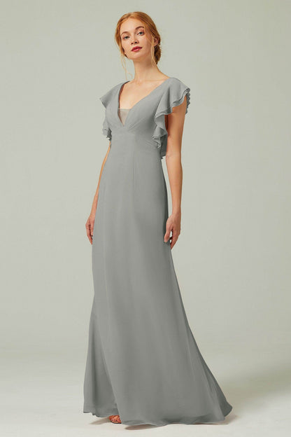 Sheath-Column Floor Length Chiffon Bridesmaid Dress CB0304