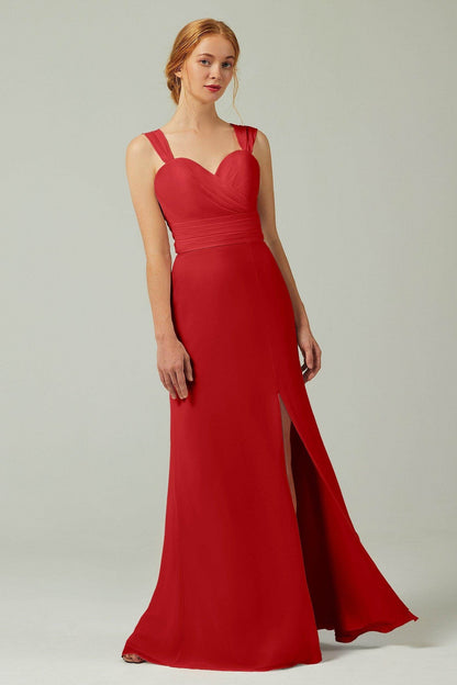 Sheath-Column Floor Length Chiffon Bridesmaid Dress CB0305