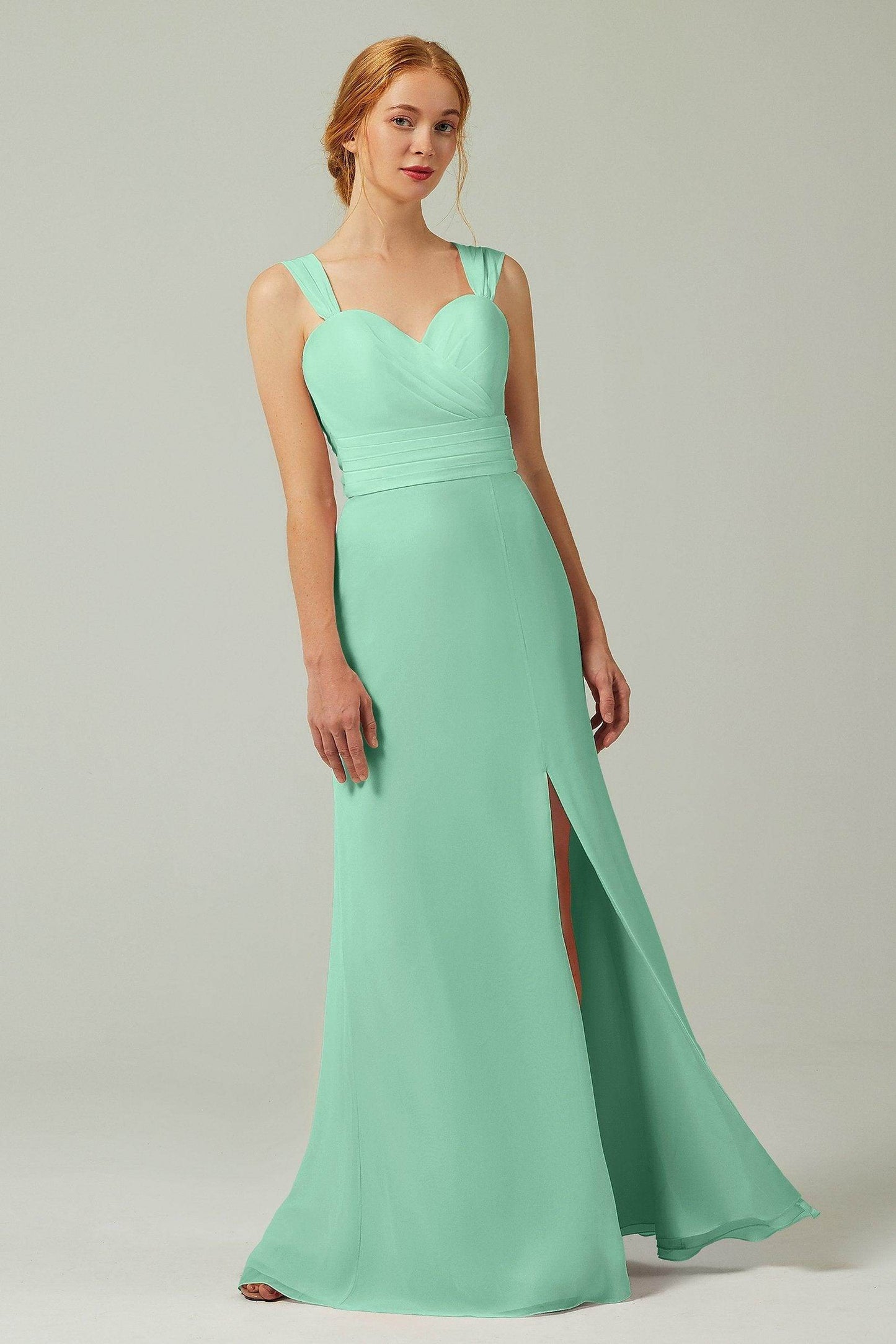 Sheath-Column Floor Length Chiffon Bridesmaid Dress CB0305