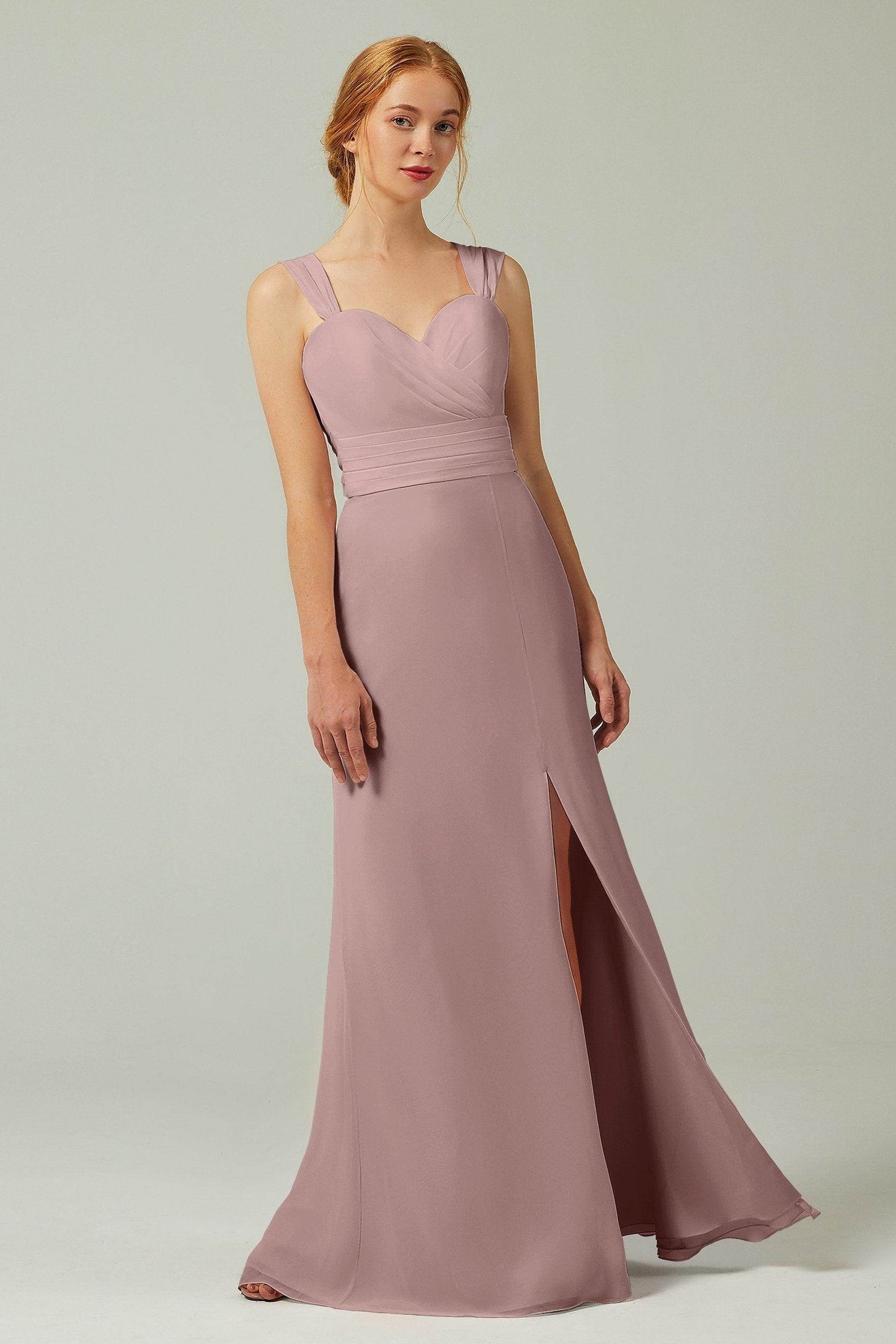 Sheath-Column Floor Length Chiffon Bridesmaid Dress CB0305