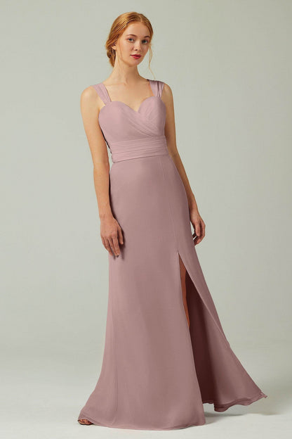 Sheath-Column Floor Length Chiffon Bridesmaid Dress CB0305