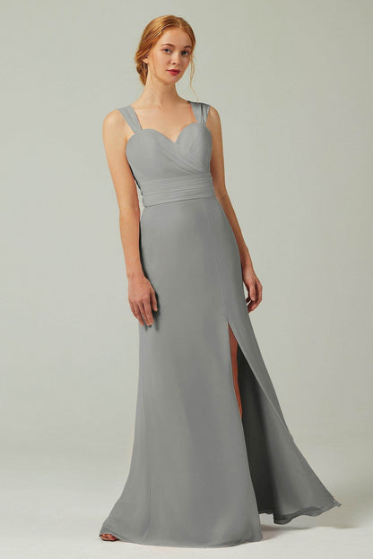 Sheath-Column Floor Length Chiffon Bridesmaid Dress CB0305