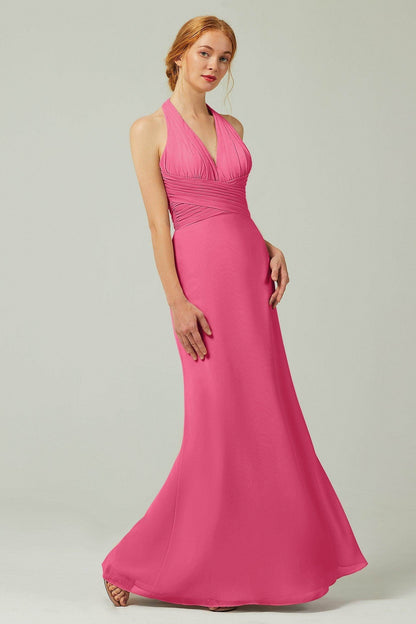 Sheath-Column Floor Length Chiffon Bridesmaid Dress CB0306
