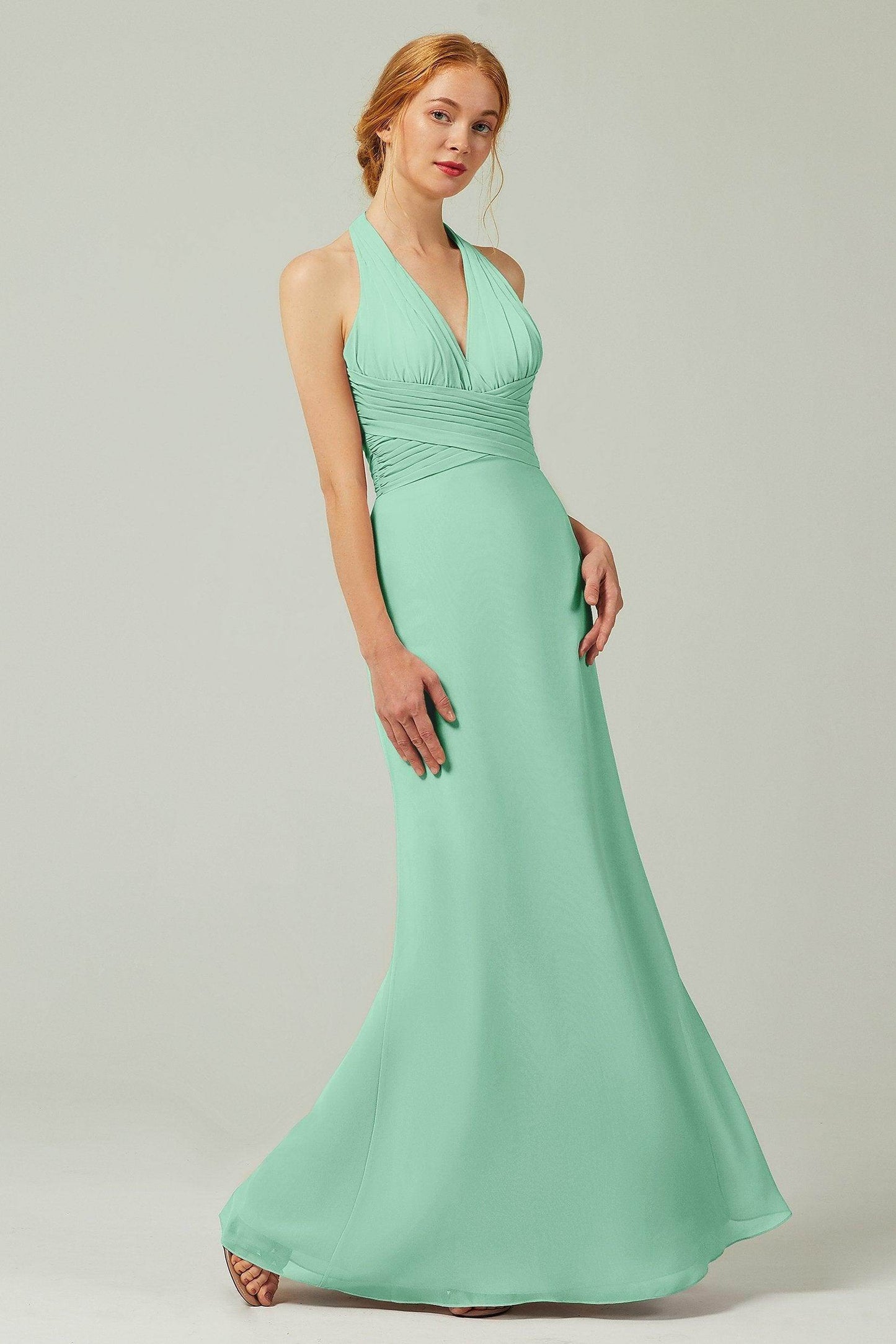 Sheath-Column Floor Length Chiffon Bridesmaid Dress CB0306