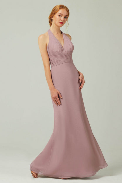 Sheath-Column Floor Length Chiffon Bridesmaid Dress CB0306