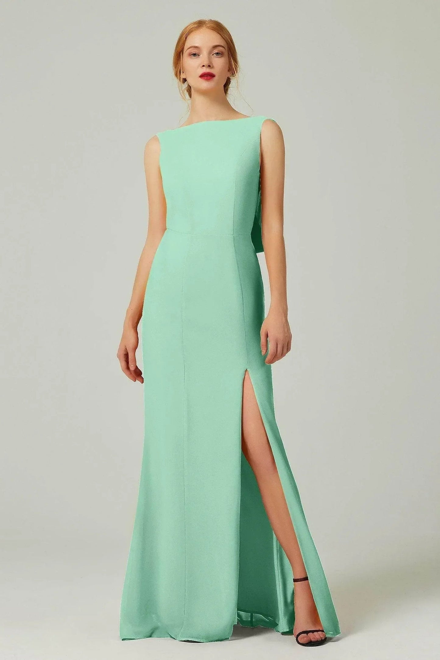 Sheath-Column Sweep-Brush Chiffon Bridesmaid Dress Formal Dresses CB0310PS