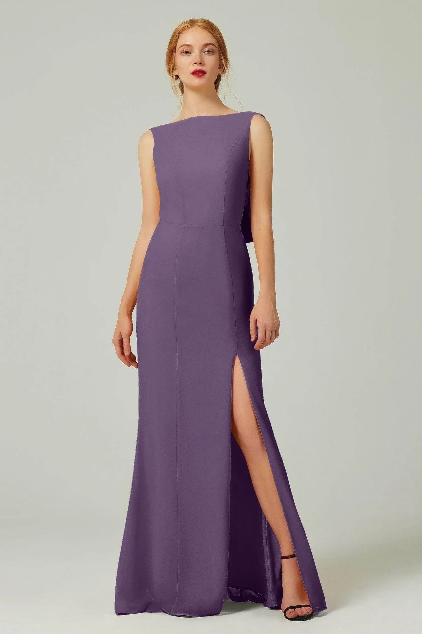 Sheath-Column Sweep-Brush Chiffon Bridesmaid Dress Formal Dresses CB0310