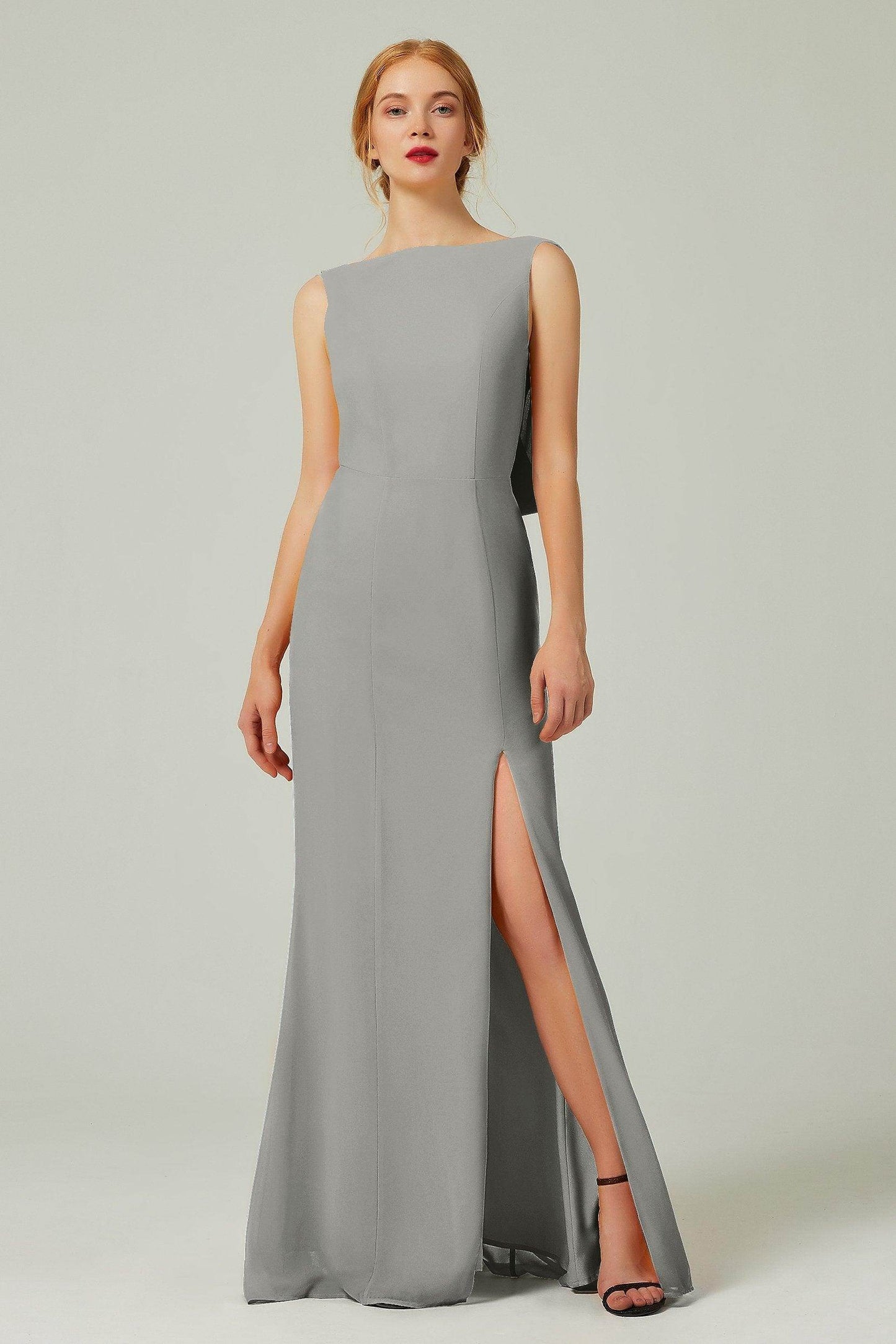 Sheath-Column Sweep-Brush Chiffon Bridesmaid Dress Formal Dresses CB0310PS