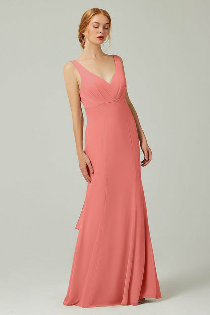 Sheath-Column Floor Length Chiffon Bridesmaid Dress CB0314